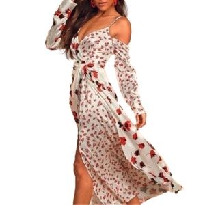 NWOT O.P.T X Free People Emilia Dress White Floral Satin